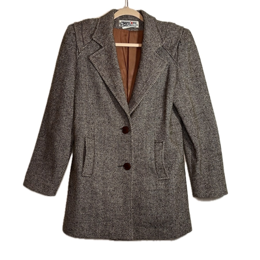 Ladies Traditional Pea Coat Herringbone Wool